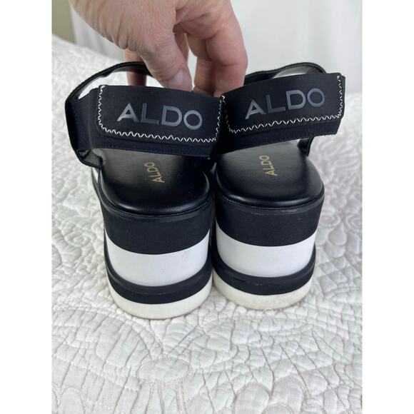 Aldo Women's Size 8 Black/White Dreacia Summer Grunge Chunky Platform Sandals - Picture 8 of 8